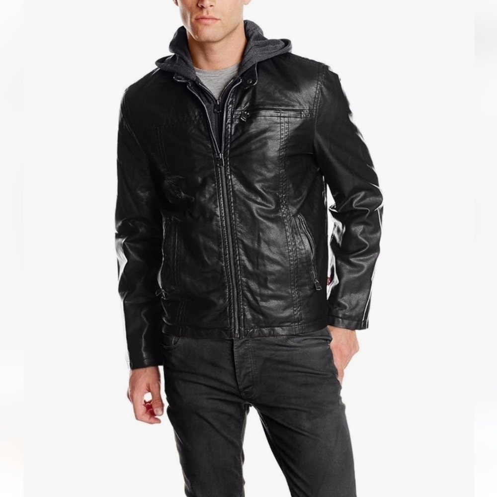 Levi's Black Faux Leather Jacket for Men_Small
